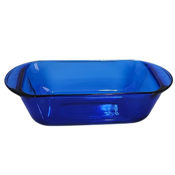 Anchor Hocking Cobalt Blue Loaf Pan 8.5" Baking Dish Presence line glass 1.5qt - Picture 3 of 9